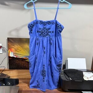 Express Royal Blue Sun Dress with Black Accents